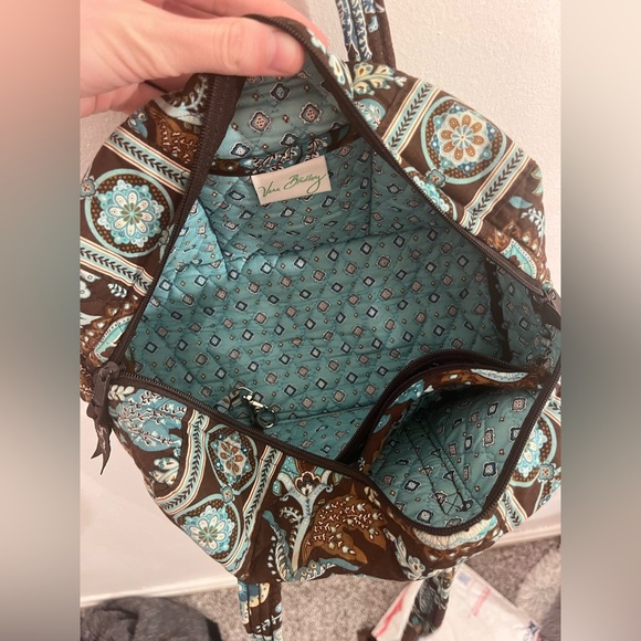Vera Bradley Duffel Bag Blue/Brown Small Good Condition - Picture 2 of 2